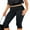 Black, variant on Women's Y2k Fold Over Capri Pants 3/4 Length Pants Foldover Leggings Knee Length Stretch Tight Solid Color Yoga Pants