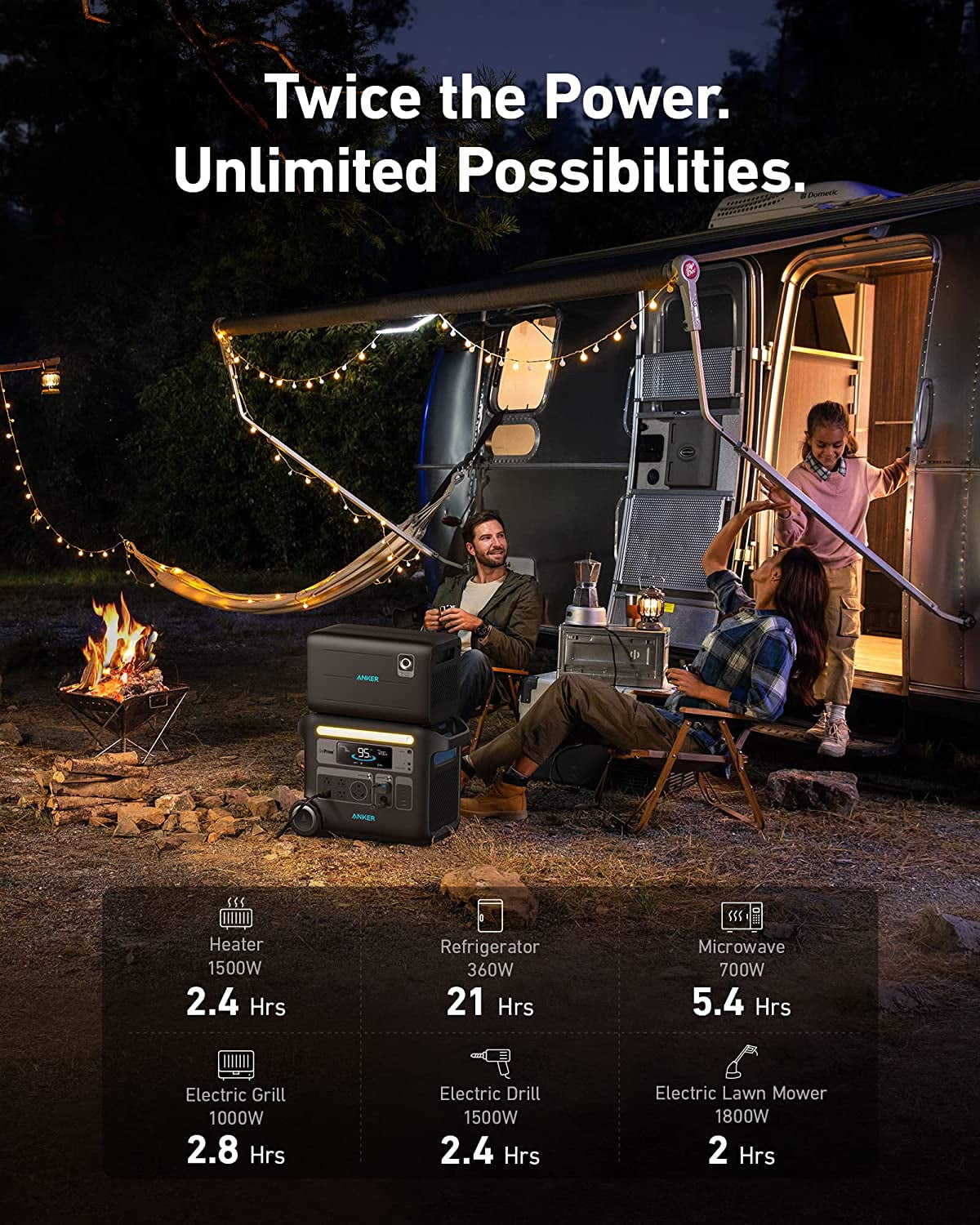Anker PowerHouse 767 Power Station and 760 Expansion Battery Bundle, 4096Wh LiFePO4 Battery with 4 AC Outlets Up to 2400W, GaNPrime Solar Generator for Home, Outdoor Camping, RV (Solar Panel Optional)
