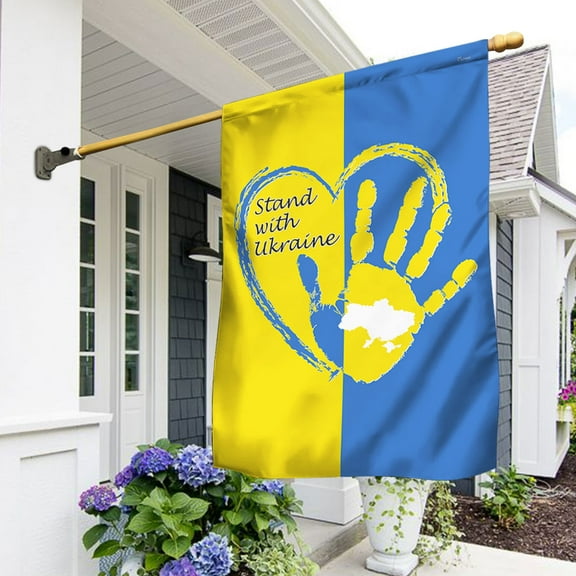 Flagwix Stand With Ukraine Flag Peace Not War DHP3415F Ukraine Flags, Indoor Outdoor Decoration - House Flag (29.5" x 39.5")