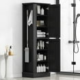 thumbnail image 5 of Tall Bathroom Storage Cabinet, Freestanding Storage Cabinet with Hook and Adjustable Shelf, MDF Board (Black), 5 of 12