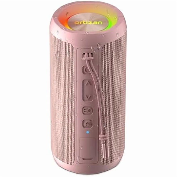 wonima11 Wireless Portable Bluetooth Speaker, IPX7 Waterproof, Dustproof and Rustproof, Powerful 24W Sound, Enhanced Bass, 30 Hour Battery, 360° Party Light, and Stereo Pairing (BT 5.3), Gifts - Pink