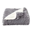 thumbnail image 7 of Lavish Home Long Pile Faux Rabbit Fur and Sherpa Throw Blanket for Adult (Gray) 60”x70”, 7 of 7