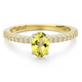 thumbnail image 3 of Gem Stone King 14K Two Tone Gold Canary Mystic Topaz and Lab Grown Diamond Engagement Ring for Women | 0.96 Cttw | Oval 7X5MM | Gemstone November Birthstone | Size 5, 3 of 6