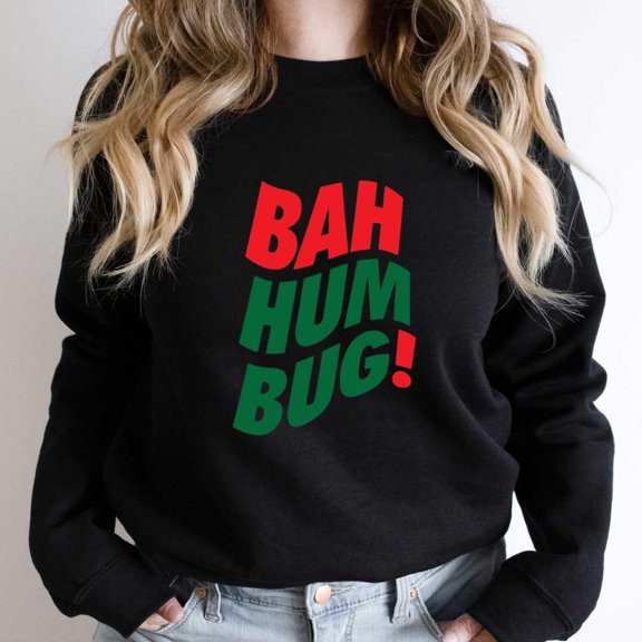 Bah Humbug Funny Red and Green Anti-Christmas Scrooge Spirit Graphic - Comfortable Fit SW398 Unisex Sweatshirt, Up to Size 5XL