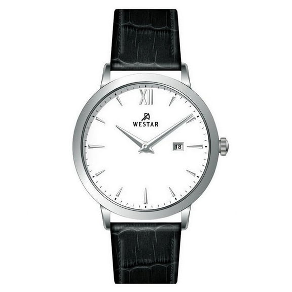 Westar Profile Leather Strap White Dial Quartz 50214STN101 Men's Watch