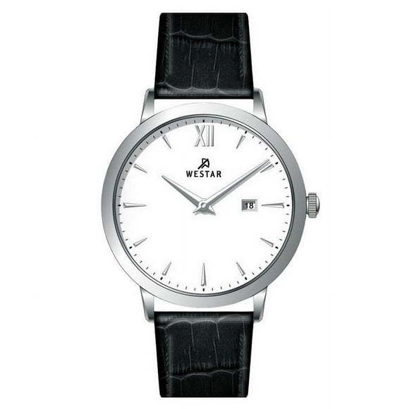 Westar Profile Leather Strap White Dial Quartz 50214STN101 Men's Watch
