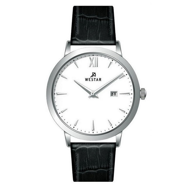 Westar Profile Leather Strap White Dial Quartz 50214STN101 Men's Watch