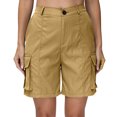 thumbnail image 6 of HKYNLAG Bermuda Cargo Shorts for Women High Waisted Wide Leg Twill Knee Length Hiking Shorts Summer Casual Shorts with Pockets Khaki 2XL, 6 of 8