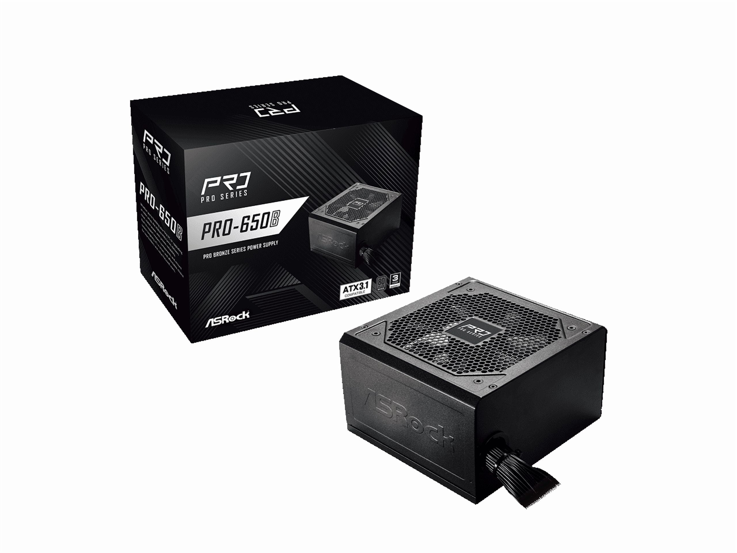 ASRock PRO Series PRO-650B 650 W ATX 3.1 Compatible 80 PLUS BRONZE Certified Power Supply