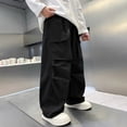 thumbnail image 3 of Fozruso Boys Casual Straight Leg Pants Fashion Wide Trousers Comfortable Streetwear Kid's School Pants for Boys Sizes 5-6 Years(Black), 3 of 5