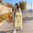 thumbnail image 1 of Chaqueta de algodón de plumón de tamaño mediano a largo para mujer, chaqueta de algodón holgada y gruesa con capucha y bolsillo grande, 1 of 5