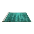 thumbnail image 2 of Ahgly Company Machine Washable Indoor Square Oriental Turquoise Blue Industrial Area Rugs, 4' Square, 2 of 4