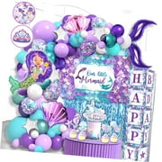 SKYSONIC 179 PCS Under the Sea Party Decorations – Ocean Themed Birthday Supplies with Balloon Arch Kit, Backdrop, Sea Creatures, Cake Toppers & Tablecloth – Underwater Party Decor for