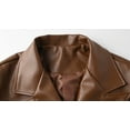 thumbnail image 5 of jtjvou Faux Leather Jacket Women Vintage Style Motorcycle Long Sleeve Waist Belt Leather Jacket Women 2025 Brown XS, 5 of 7