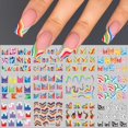 thumbnail image 2 of Pegatinas de manicura francesa, conjunto de calcomanías de uñas de agua con ondas de arcoíris, decoraciones de neón de verano, deslizadores de puntas francesas irregulares, GLJF25-36 de envoltura Tan Jianjun unisex, 2 of 2