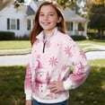 thumbnail image 3 of Chaqlin Pink Snowman Zipper Sweatshirt for Kids Girls Half Zip Up Pullover Lightweight Comfy Casual Long Sleeve Fall Winter Top Size 5-6, 3 of 7