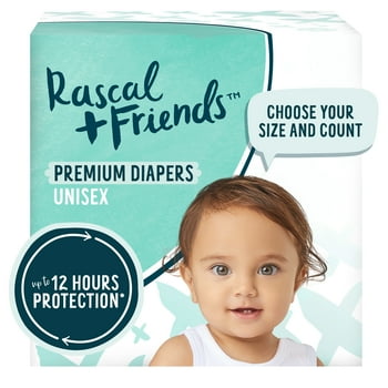 Rascal + Friends Premium Diapers  Size 3, 88 Count (Select for More Options)