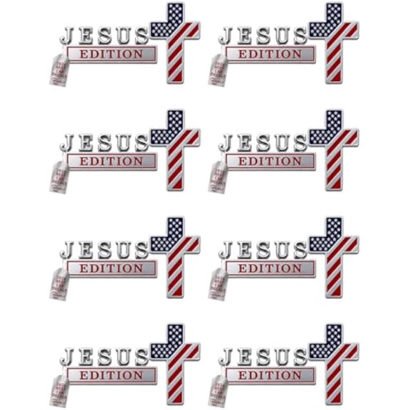 BARMOTU Blessed Jesus Edition Cross Emblem Metal Badge, 3D Jesus Christ Cross Edition Car Emblem Stickers with American Flag,Christian Patriotic Emblem for Auto, Trucks, SUV, Bumper
