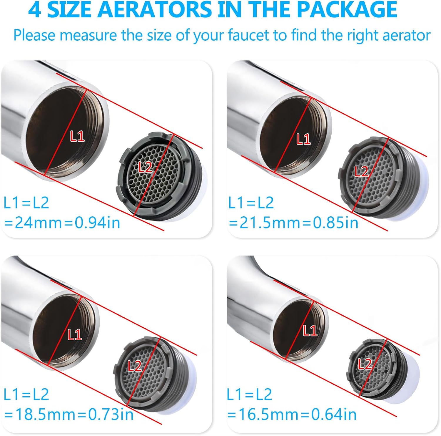 MHAWBL-12 PCS Faucet Aerator Set, M16.5, M18.5, M21.5, M24, Kitchen & Bathroom Sink Aerator Replacement with Key Removal Wrench Tool