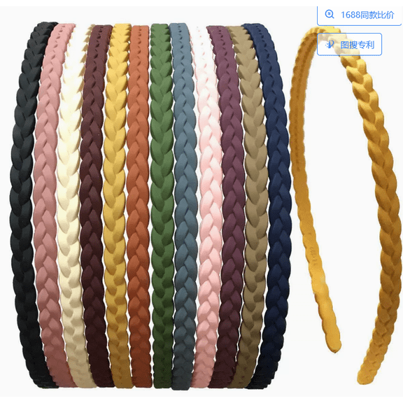 MH-12PCS Braided Headbands, Matte Woven Hair Bands, Non-slip Fashion Head Hoops for Women and Girls