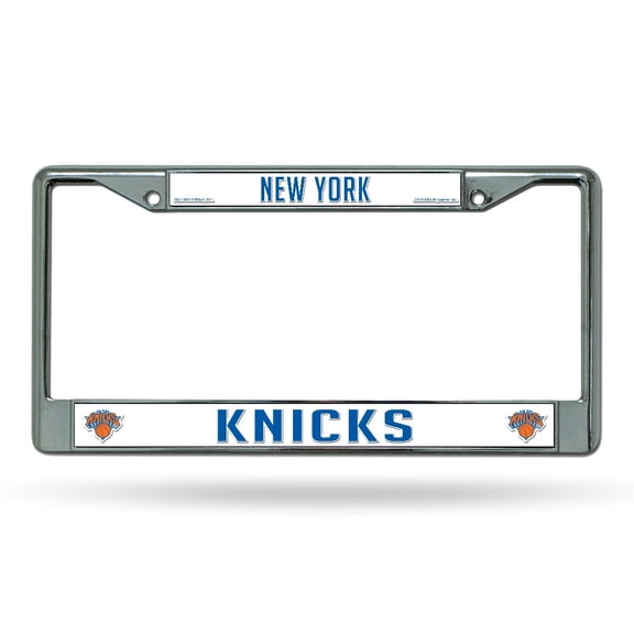 New York Basketball Knicks - 12" x 6" Standard Size - Chrome Metal License Plate Frame