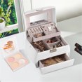 thumbnail image 3 of PU Leather Jewelry Box, Multi-Layer Womens Jewellery Display Storage case with Lock, 3 of 7