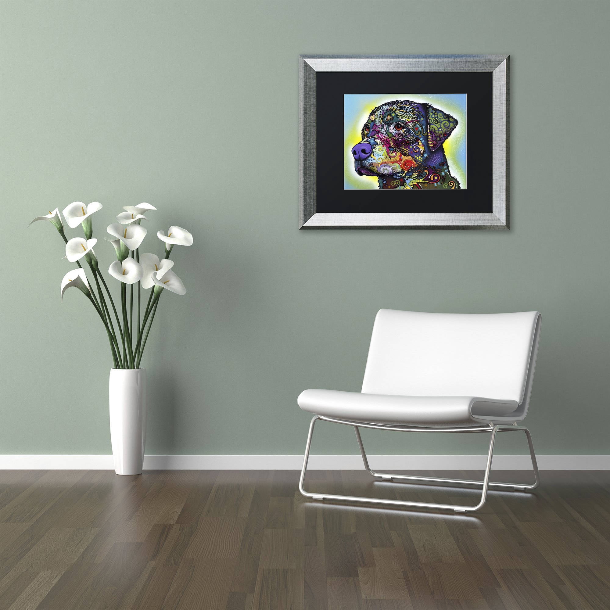 Trademark Fine Art "The Rottweiler" Canvas Art by Dean Russo, Black Matte, Silver Frame
