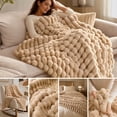 thumbnail image 6 of Throw Blanket Ribbed Striped Plush 47x83 Inches Washable for Couch Sofa Bed, 6 of 7