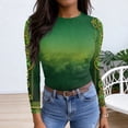 thumbnail image 4 of ASDFVBKG Womens St Patrick's Day Tops Fashion Crew Neck Basic Long Sleeve Rib Fitted Shirts Ribbed Knit Shamrock Comfortable Pullover Tops Beige XL, 4 of 6