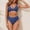 *Navy, variant on Women's V Neck High Waist Bikini Set, 2-Piece Swimwear with Adjustable Strap Top and High Cut Bottom Black,Women's Plus M