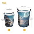 thumbnail image 3 of Balery Moonlit Sea Sailboat Cesta de ropa redonda con asas, impermeable, independiente, para ropa, juguetes, dormitorio y familia-Medium, 3 of 6