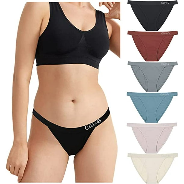 LEVAO Cotton Underwear Women Cheeky Panties Rhinestone Logo Low Rise