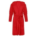 thumbnail image 3 of Labakihah Robes For Women Women Hooded Fleece Bathrobe Lightweight Soft Plush Long Flannel Sleepwear Fleece Hooded Bathrobe Plush Long Warm Robe Red, 3 of 5