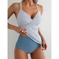 thumbnail image 2 of WQD Women's Tankini Swimsuits 2 Piece Ruched Tummy Control Bathing Suits V Neck Wrap Tie Back Swimwear, Size Down Recommended, 2 of 6