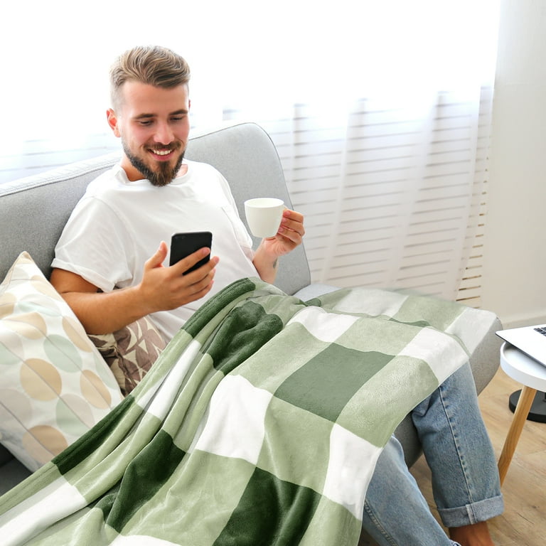 PiccoCasa Plaid Throw Blanket Decorative Flannel Fleece Blanket