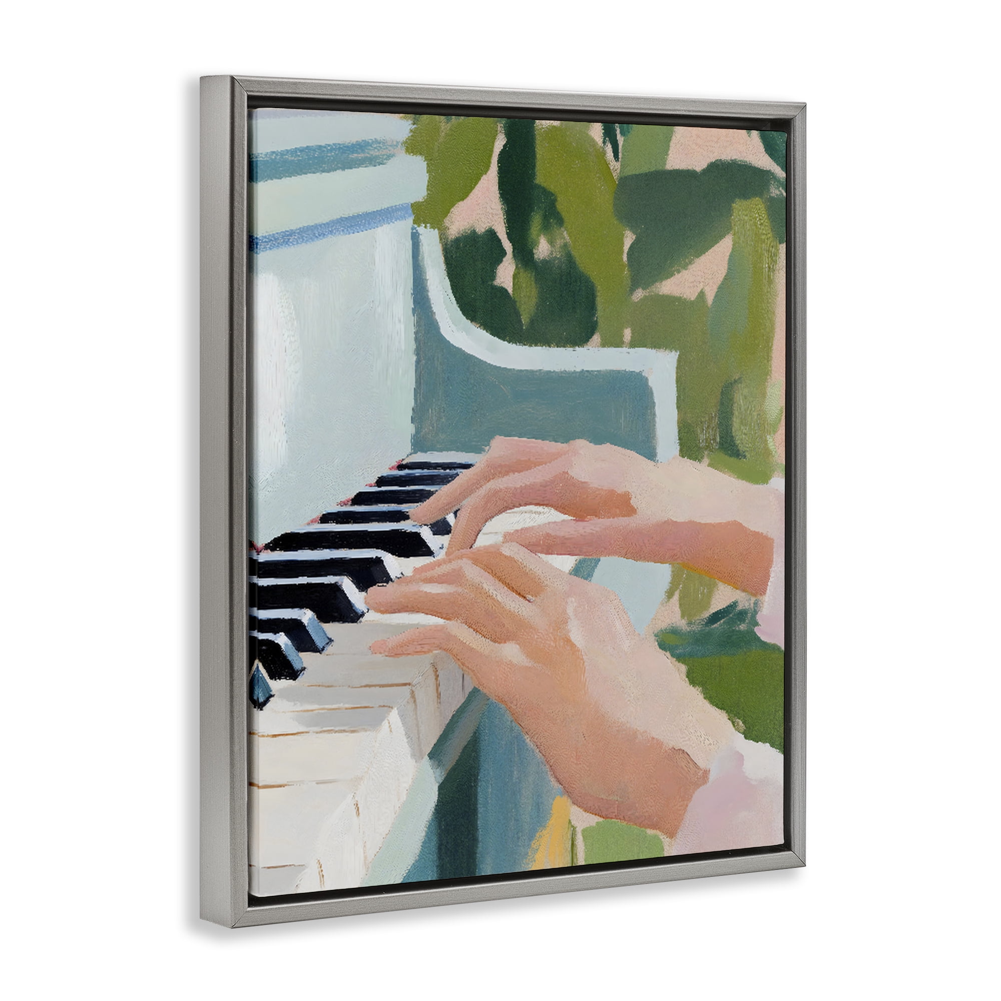 Stupell Industries Piano Hands in Sunlit Space Gray Framed Floater Canvas Wall Art, design by The Prints Vibe