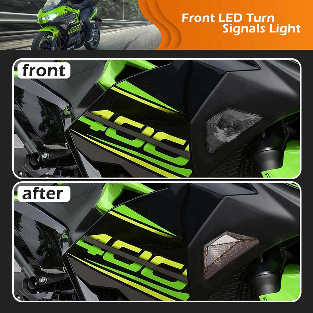 ALLTIMES Front LED Turn Signal Light for Kawasaki Ninja 250 300