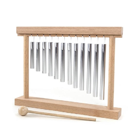 Early Learning Sensory Chimes Toy With Natural Wood and 12 Tonal Tube Auditory Visual Infant Toddler