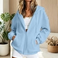 thumbnail image 5 of CAIVO Oversized Sweatshirt For Women Zip Up Casual Hoodie With Pockets Solid Color Long Sleeve Tops Fall Lightweight Comfortable Soft Daily Wear, 5 of 6