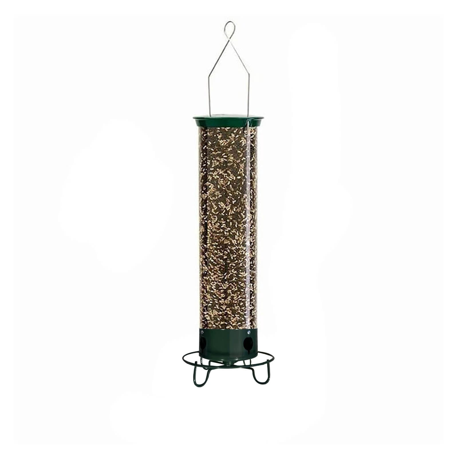Floleo Squirrel Proof Bird Feeder, Weight Activated Rotating 5LB Capacity Bird Feeder for Outdoors, Squirrel Buster Wild Bird Feeders with 4 Ports, Pole Hanging or Mount