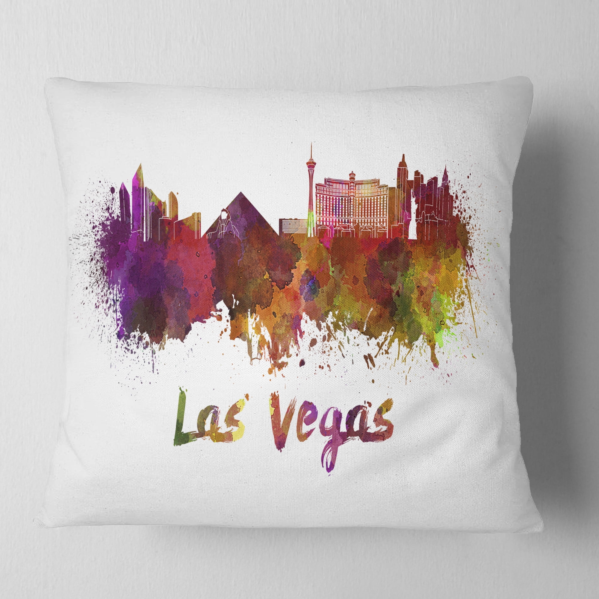 Designart Las Vegas Skyline - Cityscape Throw Pillow - 18x18