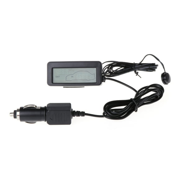 for 12V Digital Inside Outside Temperature Meter Monitor Blue Backlit Display with 1.5M Cable for