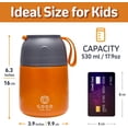thumbnail image 4 of Insulated Food Flask - 530ml Stainless Steel Jar for Hot and Cold Meals – Double-Wall Insulation, Thermal Food Container for School, Office, Travel, Camping - Foldable Spoon, Bag - Orange - 24.7 oz…, 4 of 8