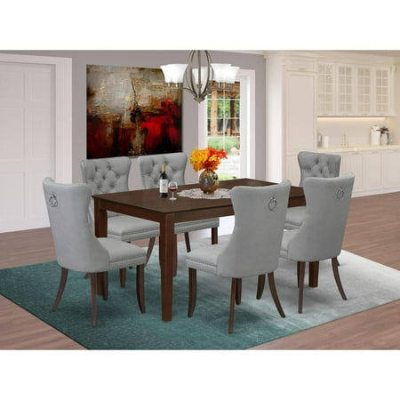 East West Furniture 7 Piece Kitchen Table Set Consists of a Rectangle Modern Dining Table