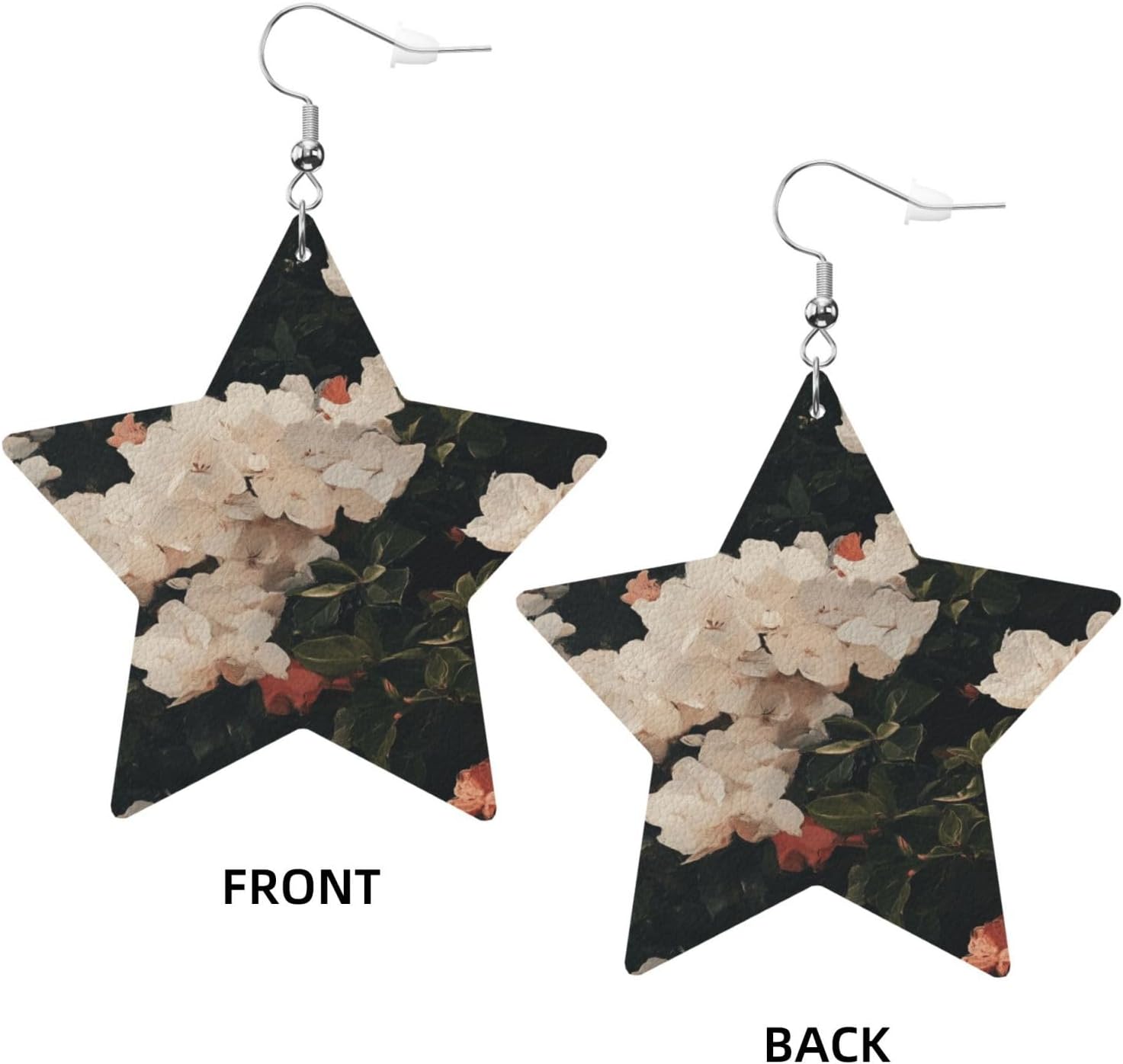 Retro Floral Earrings intended for Women PU Leather Dangle Earrings, Lightweight Star Shape Leather Teardrop Dangly Ear Pendants Jewelry Gift[p852]