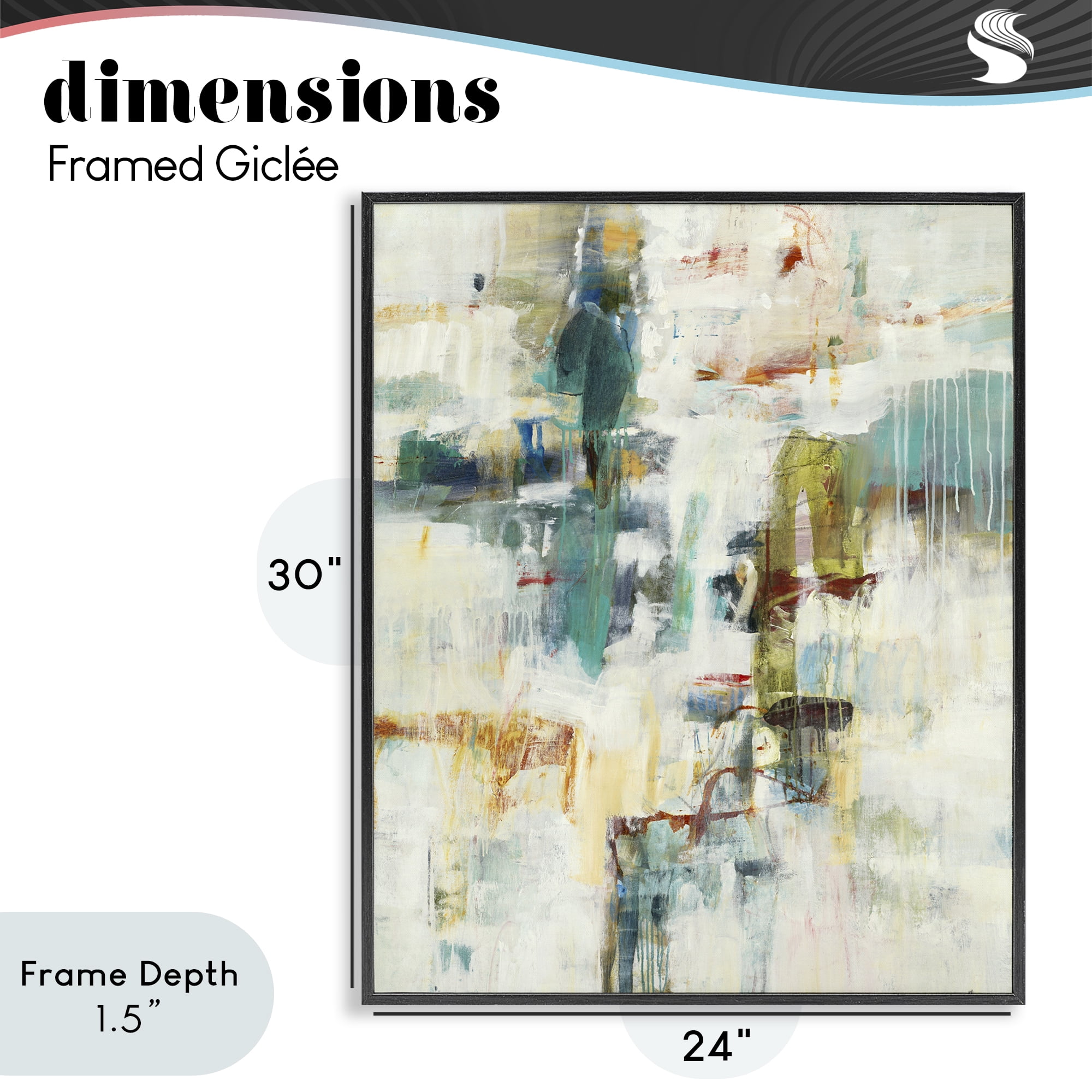 Stupell Industries Dynamic Paint Drips Black Framed Giclee Art, design by Lisa Ridgers