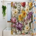 thumbnail image 3 of Spring Floral Shower Curtain Set, Waterproof Shower Curtains for Bathroom, Farmhouse Flowers Watercolor Botanical Elegant Washable Fabric Bath Curtain for Bathtub Decoration with Hooks 72x78 Inches, 3 of 9