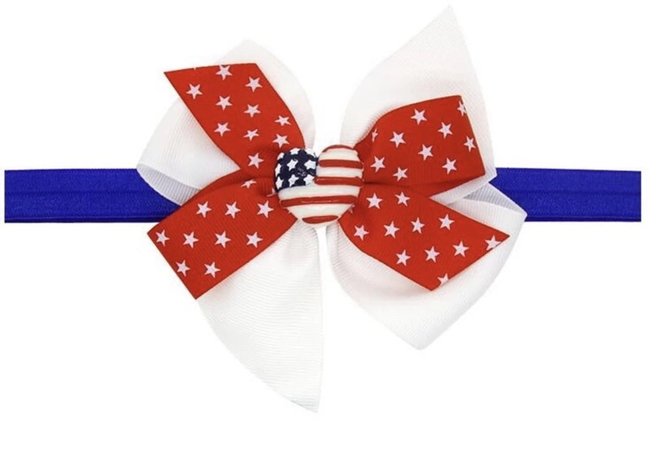 Glitter bow Fourth of July Medium double bow Red white and blue bow. American flag