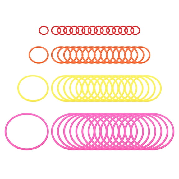 Uxcell Plastic Toss Ring 4 Sizes, 60 Pack Sports Rings Toss Game for Carnival Outdoor Games, 4 Colors