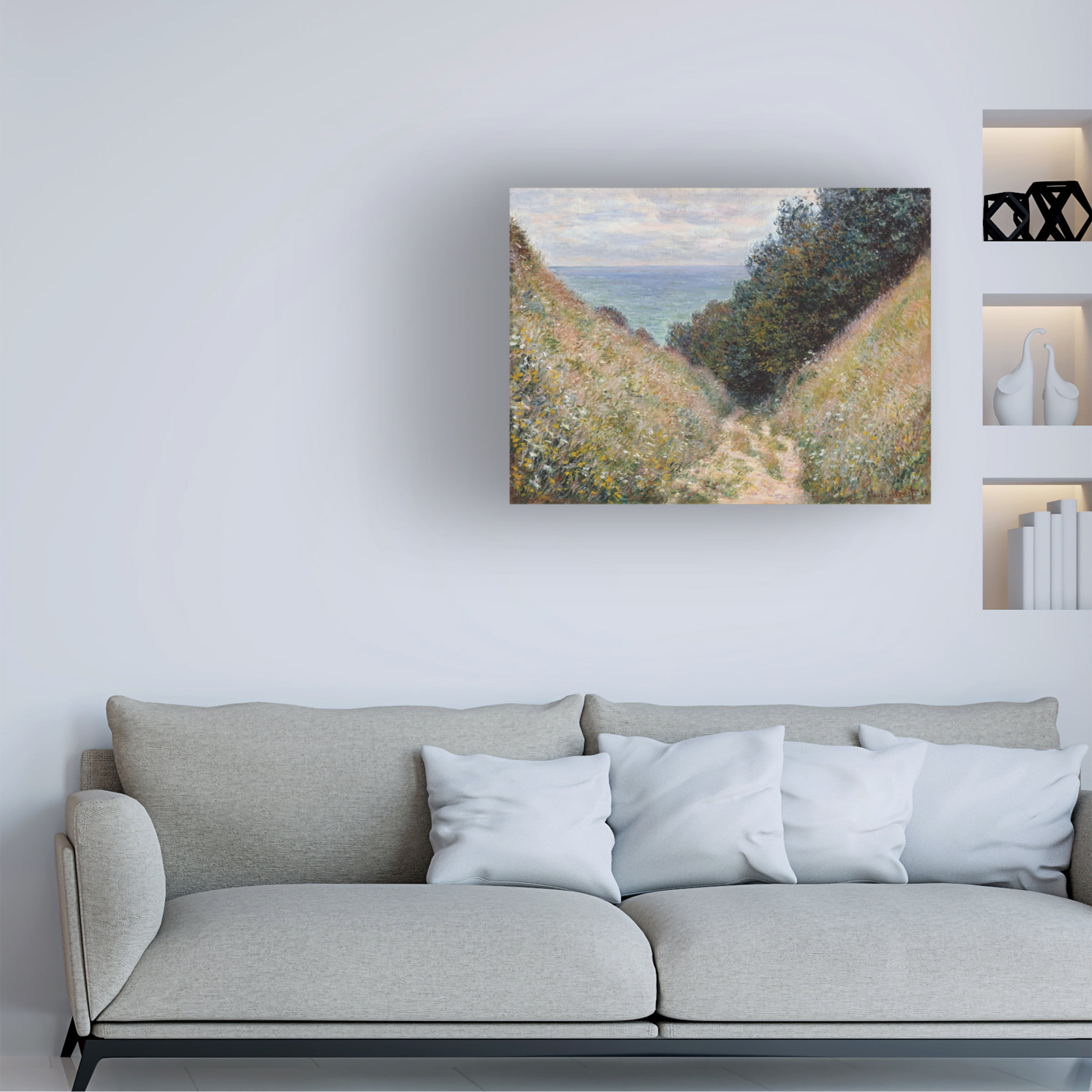 Monet 'Road At La Cavee Pourville' Canvas Art